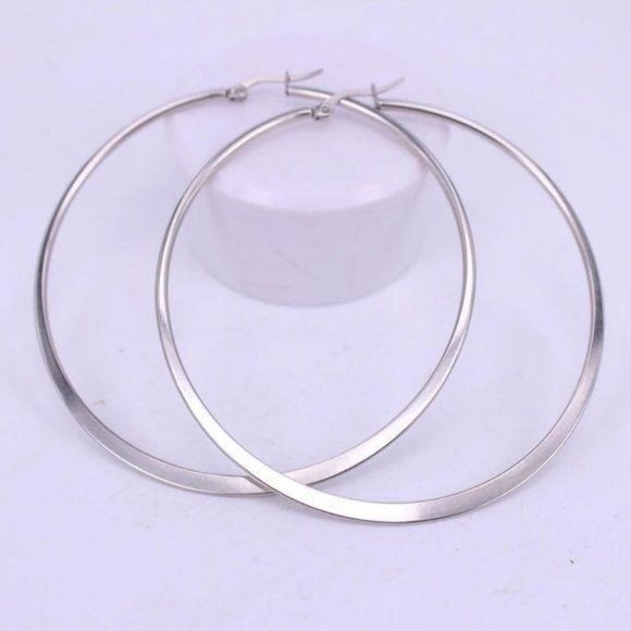 Jewelry - NEW 18K White Gold 2.36” Round Hoop Earrings